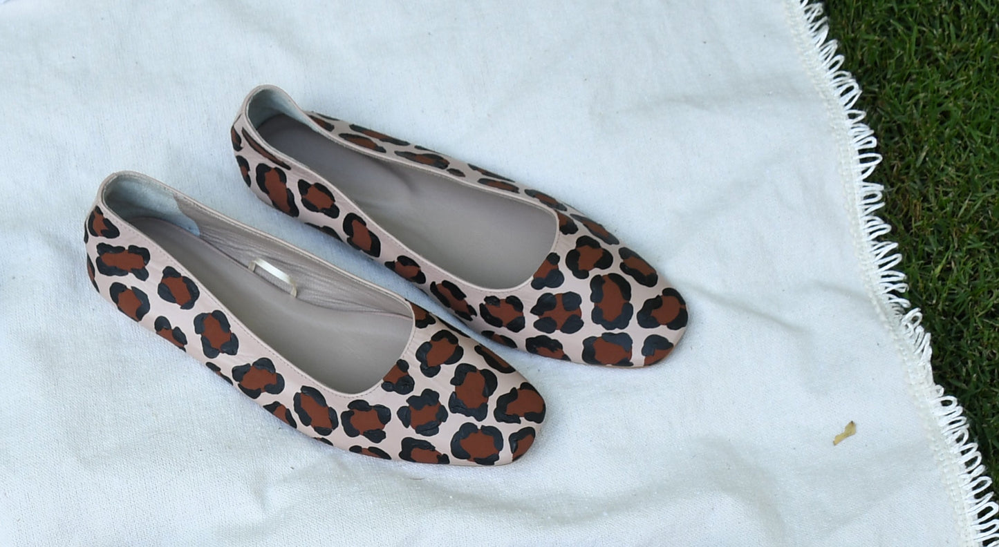 Hand Painted Beige Ballerinas