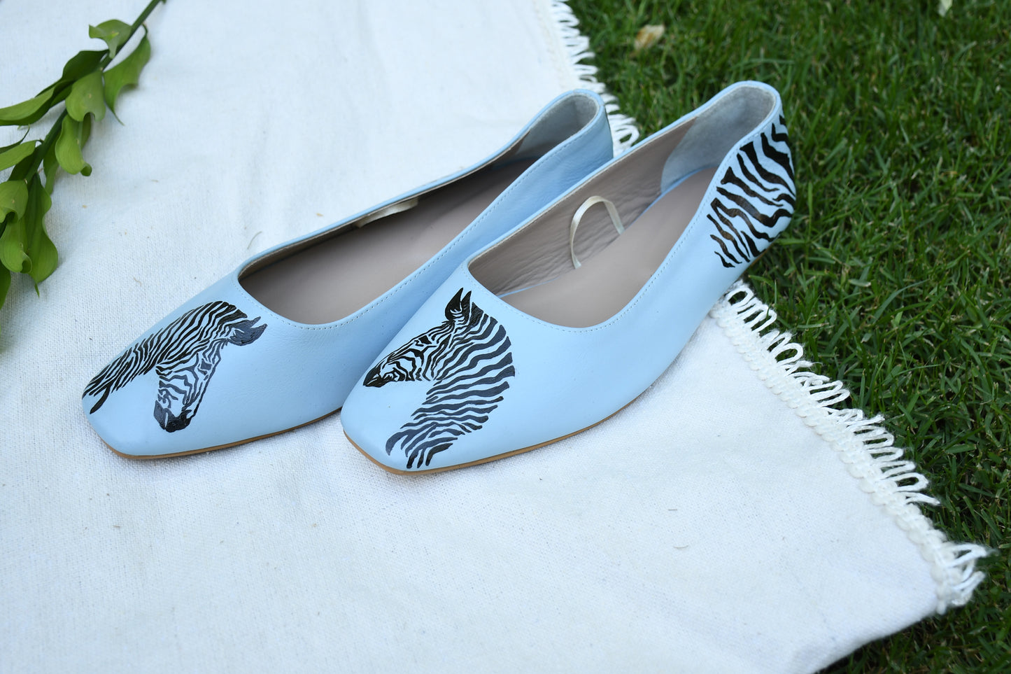 Hand Painted Ice Blue Ballerina Shoes