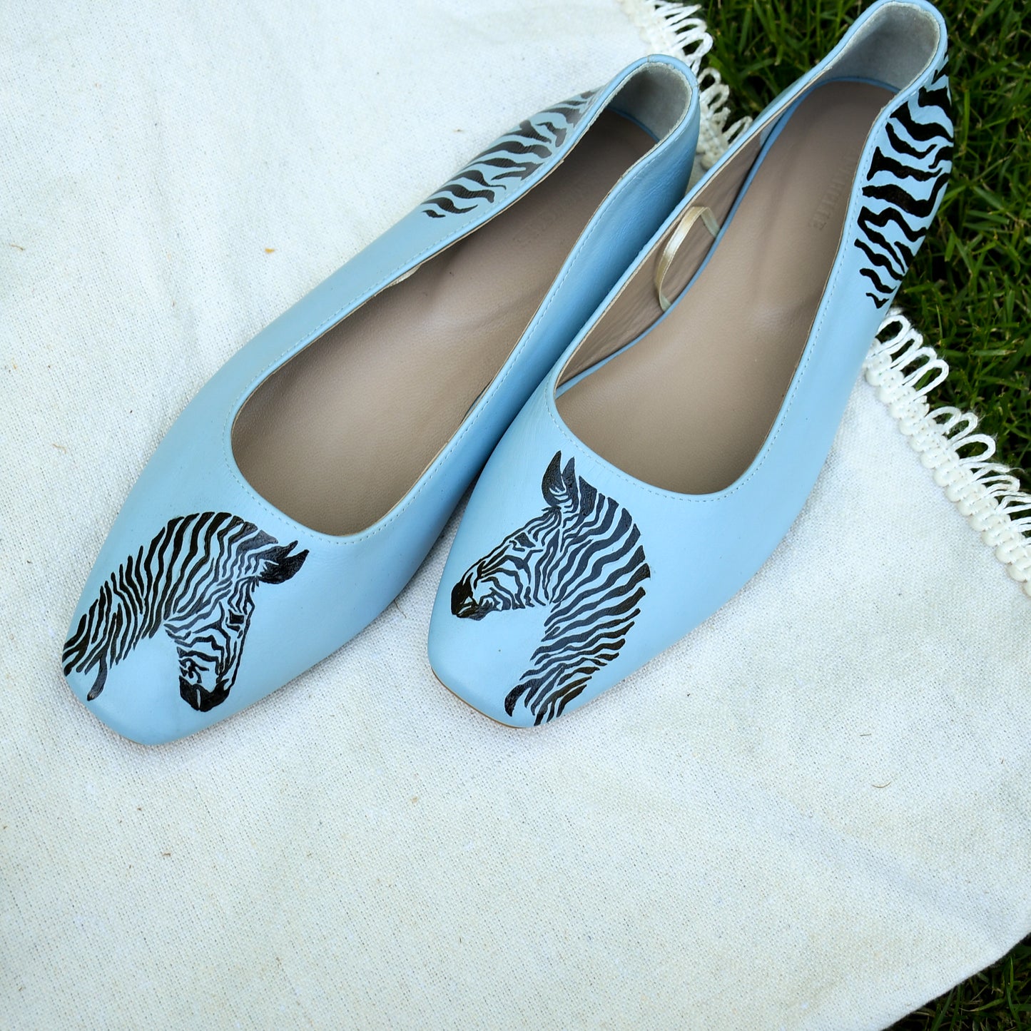 Hand Painted Ice Blue Ballerina Shoes