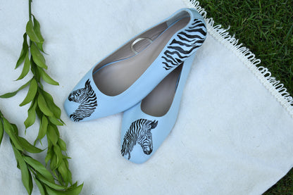 Hand Painted Ice Blue Ballerina Shoes